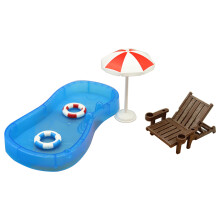 Miniature Dollhouse Beach Furniture Set Swimming Pool LoungeChair Mini Model