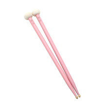 1 Pair Double-end Drum Sticks Maple Wood Drumsticks with Soft Felt Heads Pink