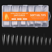Soft Gel Full Cover Nail Tips,Clear Gel Nail Tips for Press On Nail Stiletto Nail Tips