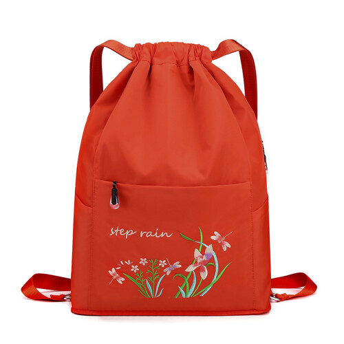 Front Pocket Flower Backpack with Side Sections for Campus Routine Orange