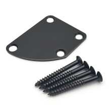 4 Holes Electric Guitar Neck Plate Curved Round Neck Joint Back Mounting Plate Black