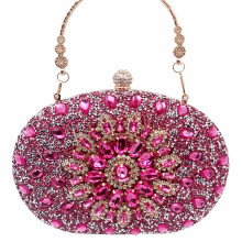 Stylish Handbag Party & Event Purse with Exquisite Diamond Detailing for Women Hot Pink