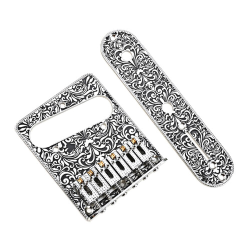 6 String Control Plate with Screw Carving Pattern Control Plate Instrument Parts Silver