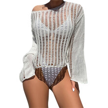 Womens Sexy Clothing Swimsuit Cover Hollows Crochet Coverups Loose Bathing Suits White