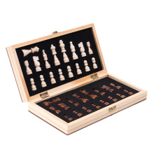 Magnetic Chess Set Wooden Board with 34 Chess Pieces & Interior Storage Slot