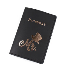 PU Passport Holder Fashion Cards Document Wedding Gift Lover Couple Wedding Gift Black