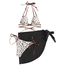 Bikini Sets with Beach-Wrap Skirt Cover-Ups Three Piece Bathing Suit Swimwear L