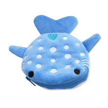 Charming Blue Whale Coin Purse Plush Zipper Wallet Shark Shape Women's Lipstick Blue