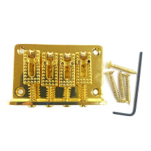 Guitar Roller Saddle Hardtail Bridge Top Load Tailpiece with Wrench and Screws Gold