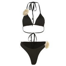Women Sexy Swimsuits High Cut Knotting Swimwear Low Waist Lacing up Bikinis Suit M