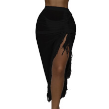 Womens Swimsuit Cover Up Summer-Beach Skirt Swimwear Sheer Bikini Cover-ups Black M