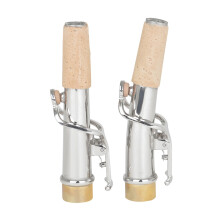 2 Pcs Saxophone Curved Neck and Straight Neck Brass Fittings Instruments Parts Silver