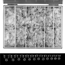 600PCS Short French Style False Nails Half Cover Nails Tips Short square transparent c