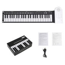 Multifunctional 49 Key Roll Up Piano Foldable Electronic Piano Music Instrument White