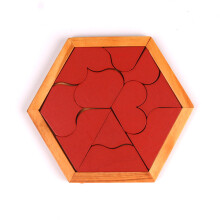 Wood Hexagon Puzzle Tangram Block Brain Teaser Toy STEM Educational Gift Heart Hexagon