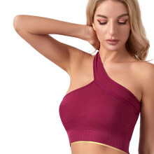Gym Workout Tanks Top for Women One Shoulder Sport Bra Breathable Sports Bra Rose Red XL