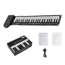 Multifunctional 49 Key Roll Up Piano Foldable Electronic Piano Music Instrument Black