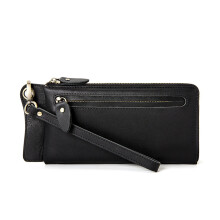 Leather Long Wallet for Men Fashion Coin Purse Wallets Change Pocket Money Bag Black