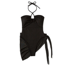 Womens Solid Bathing Suit Two Pieces Swimsuits with Cover Up Sexy Cut out Bikini Black M