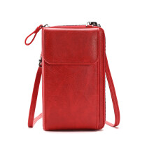 Hasp Shoulder Bag Leather Cash Card Holder Mini Handbag Small Cellphone Bag Red