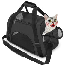 Kattbur, Flygbolagsgodkänd husdjursbur, Mjuka sidor, Husdjursbärare för Katter, Hundar, Valpar, Komfort, Bärbar, Hopfällbar Husdjursväska,
