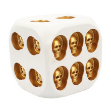 Resin Skull Dice Halloween Skeleton Dice 6 Sided Game Dice for Club Pub Party White gold