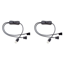 2X USB Naar 3-Pins / 4-Pins PWM 5V USB-Ventilatoradapterkabel met Behuizing, Ventilatoradapterconnectorkabel met aan-Uitschakelaar