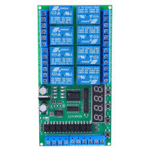 jixopn DC12V8 csatornás többfunkciós időzítő késleltető relé panel időkapcsoló modul