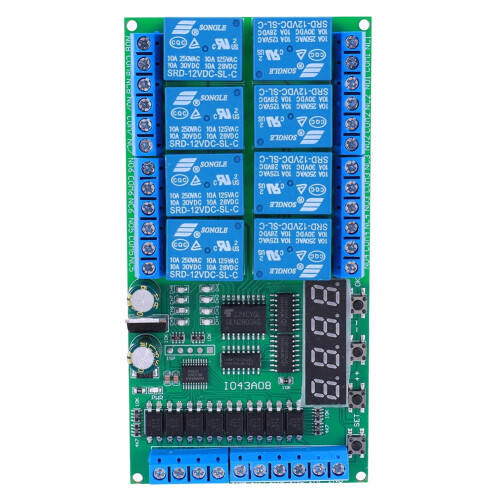 jixopn DC12V8Channels Πολυλειτουργική πλακέτα ρελέ καθυστέρησης χρονοδιακόπτη Μονάδα
