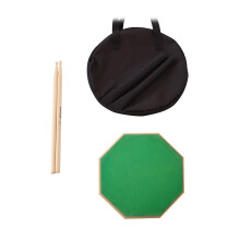 Silent Practice Drum Pad with Storage Bag & Sticks for Home or Green with stick bag
