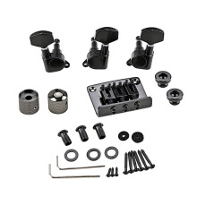 3 Strings Guitar Bridge Set Durable Guitar Saddle Bridge Tuning Peg Control Knob Black