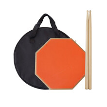 12'' Drum Practice Pads with Maple Drum Sticks & Storage Bag for Orange without stick bag