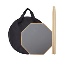 12-inch Drum Practice Pad and Sticks Set with Storage Bag Maple Gray without stick bag