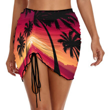 Bikini Swimsuit Coverups for Women Sarongs Beach Sheer Short Skirt for Swimwear Red S