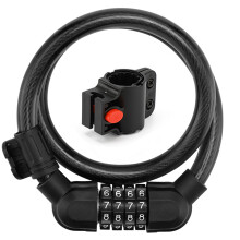 Heavy Duty Anti Theft 4 Digits Resettable Combination Bike Black 12x60mm with lock fr