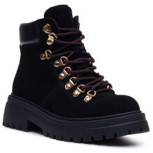 (, ) Hush Puppies Robyn Hiker Suede Women's Black Heeled Ankle Boots