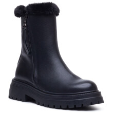 (, ) Hush Puppies Rosalind Leather Women's Black Winter Mid Calf Boots