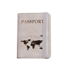 PU Leather Passport Cover for Women Men Cute Travel Gift Hot Stamping Gray