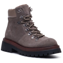 (, ) Hush Puppies Robyn Hiker Suede Women's GREY Heeled Ankle Boots