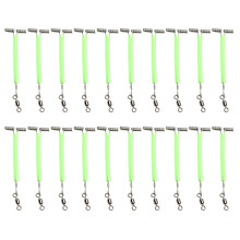 20Pcs Stainless Fishing Lures Wire Leader Traces with Snap & Luminous Glow Beads 5cm
