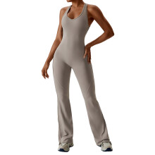 Women Wide Leg Jumpsuit Pants Elastic Smocked Waist Lounges Yoga Pants Tracksuit Linen L