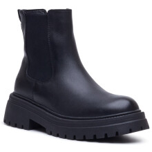 (, ) Hush Puppies Rose Chelsea Leather Women's Black Heeled Chelsea Boots