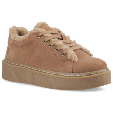 (, ) Hush Puppies Brinlee Fur Suede Women's LIGHT TAN Trainers