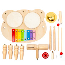 Kids Wooden Music Instrument Toy Drum Set Sensory Percussion Musical Toy 5in1