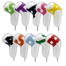 10Pcs Golf Iron Club Head Covers Waterproof PU Leather Golf Club Head Covers White