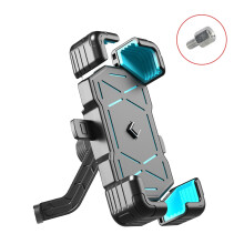 Anti-Vibrations Universal Bike Handlebar Adjustable Phone Mount Clip Blue Mirror mount