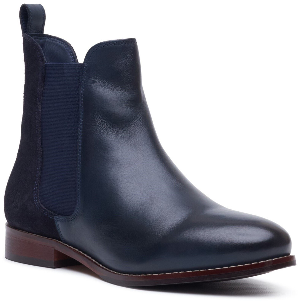 Hush Puppies (, ) Colette Leather Women's Navy Wide Fit Flat Chelsea Boots