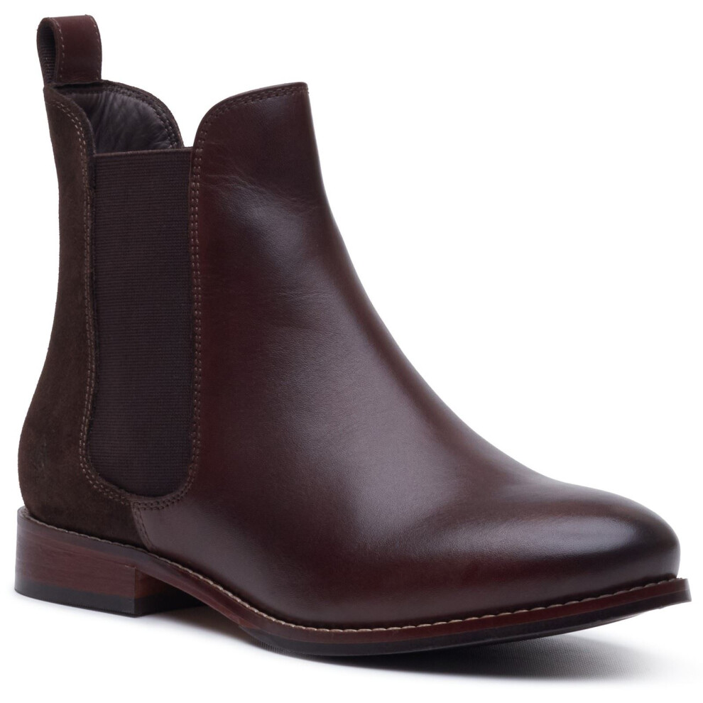 Hush Puppies (, ) Colette Leather Women's Chocolate Wide Fit Flat Chelsea Boots