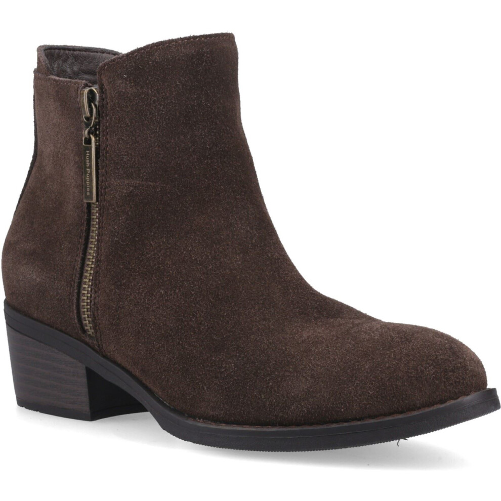 Hush Puppies (, ) Ingrid Suede Women's Chocolate Heeled Ankle Boots