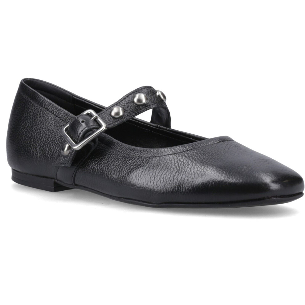 Hush Puppies (, ) Charlene Stud Ballerina Leather Women's Black Flats